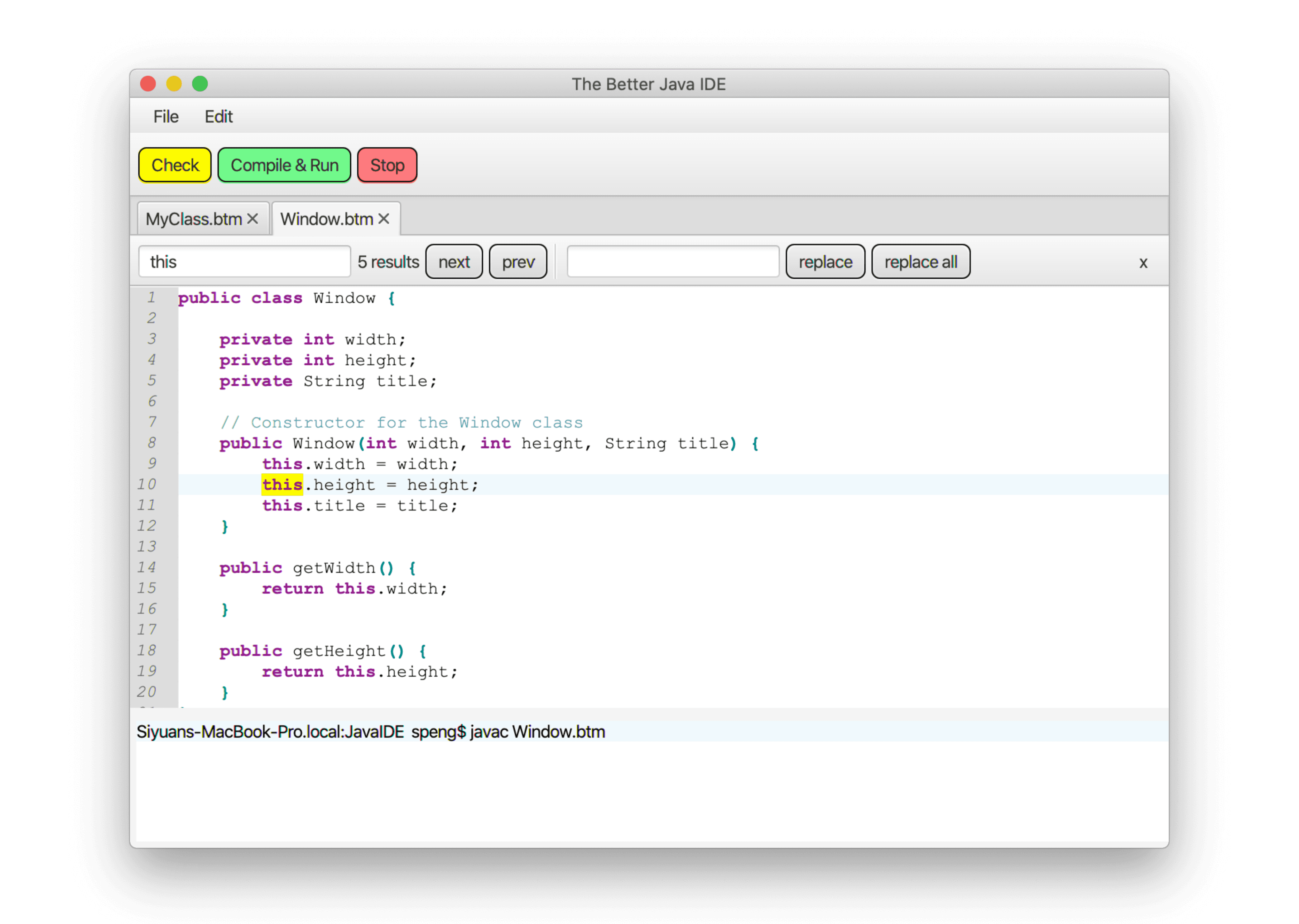Java IDE screenshot